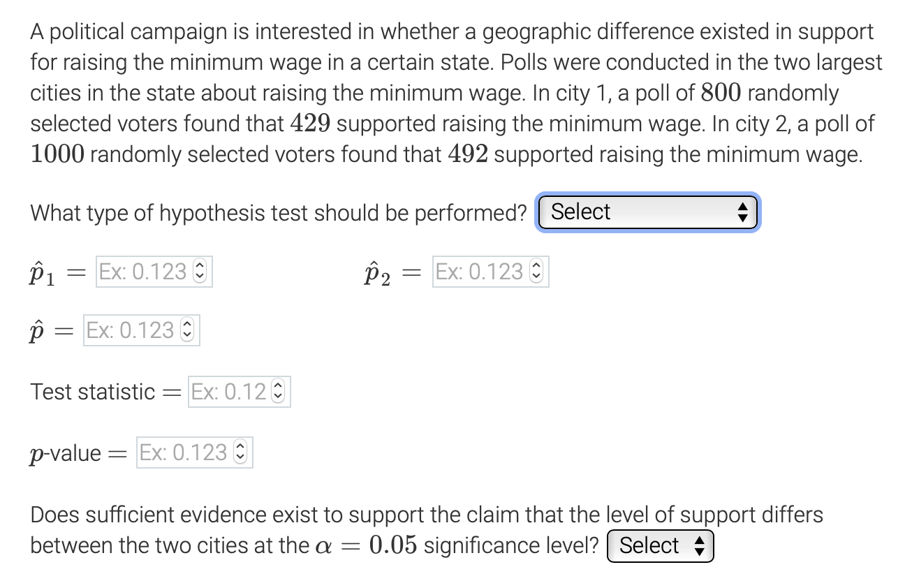 A Political Campaign Is Interested In Whether A Geographic Difference Existed In Support For Raising The Minimum Wage In 1