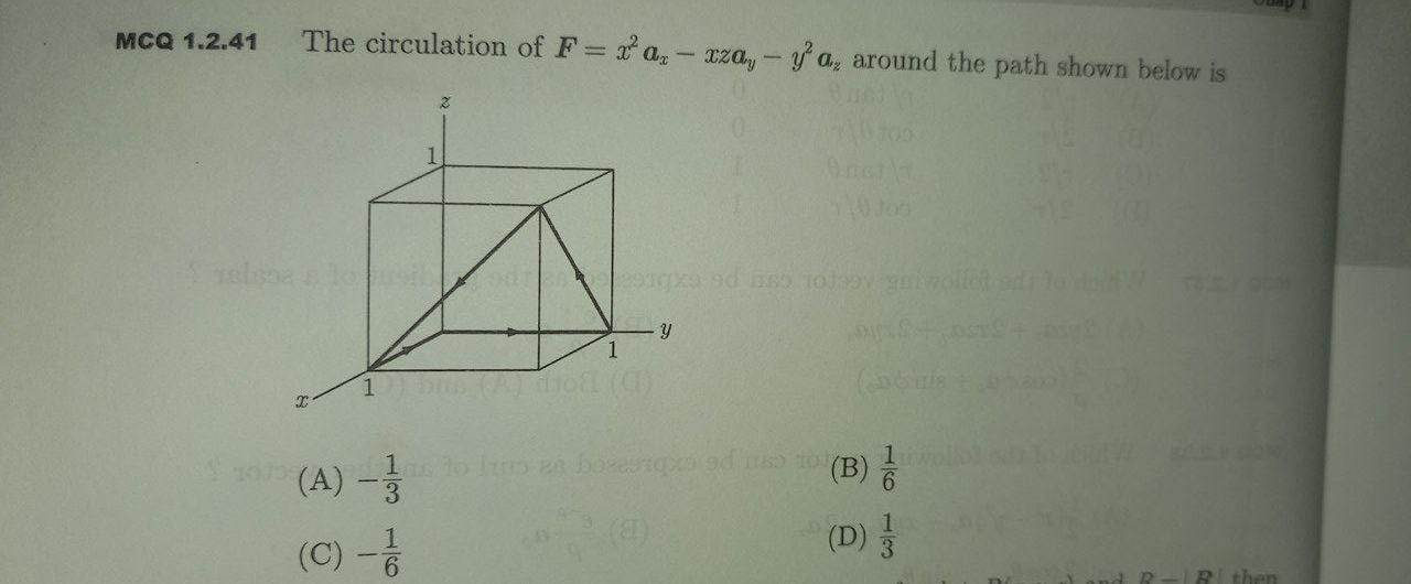 Mcq 1 2 41 The Circulation Of F A Ac Uza Ya Around The Path Shown Below Is 2 1 To Y 1 1 Who L 2 1 A 1 3 1 1
