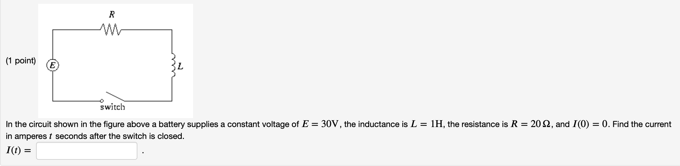 R 1 Point E L Switch 1h The Resistance Is R 2012 And I 0 0 Find The Current In The Circuit Shown In The Figu 1