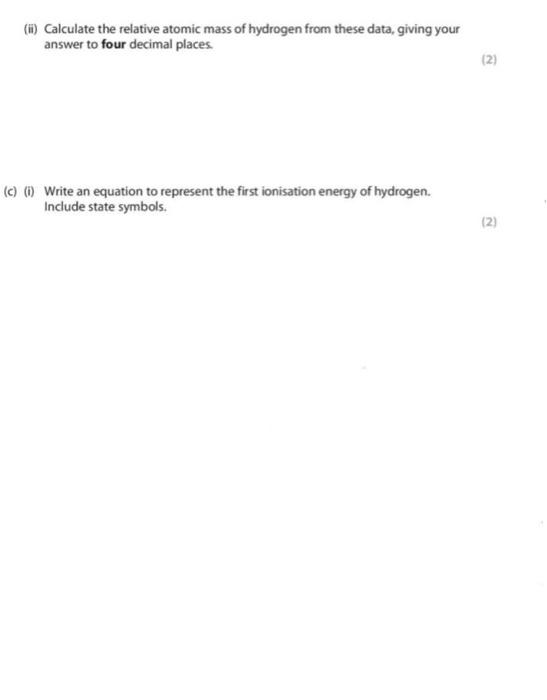 2 This Questions About Hydrogen The Dement With Atomkrumbet Z 1 W Hydrogen Has Two Stable Isotopes Hand Ht Complete Th 2