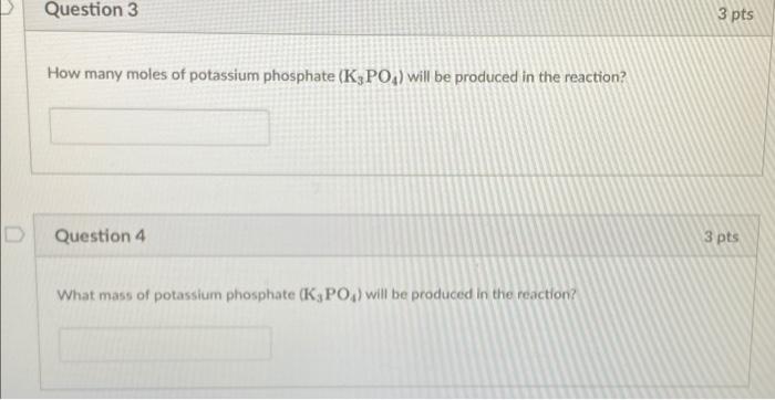 Phosphoric Acid H Po1 Reacts With Potassium Hydroxide Koh According To The Following Equation H3po4 3 Kohk3po4 3 2