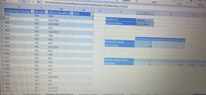 12 Switch To The Academic Groups Worksheet In Cell A14 Use The Index Function And Structured References To Display Th 3