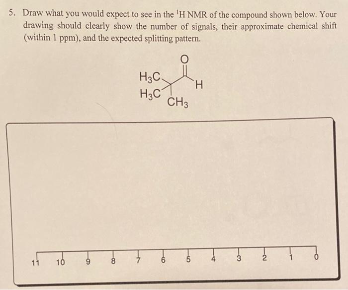 5 Draw What You Would Expect To See In The H Nmr Of The Compound Shown Below Your Drawing Should Clearly Show The Num 1