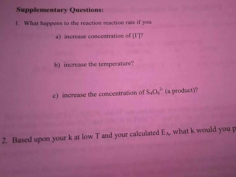 Find The Rate Of Reaction And Rate Constant From The Chemical Kinetic Lab 1