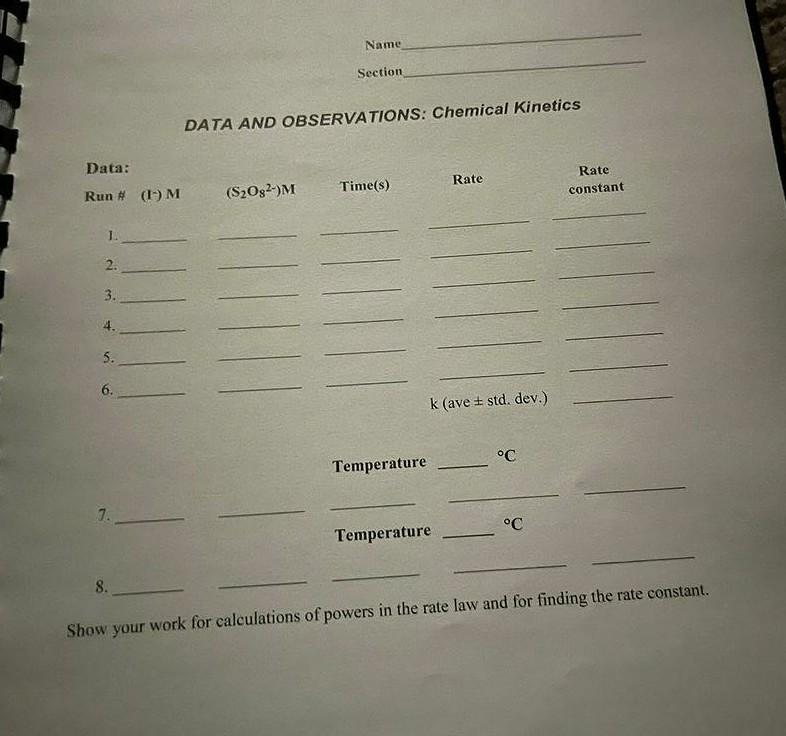Find The Rate Of Reaction And Rate Constant From The Chemical Kinetic Lab 2