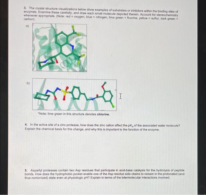 3 The Crystal Structure Visualizations Below Show Examples Of Substrates Or Inhibitors Within The Binding Sites Of Enzy 1