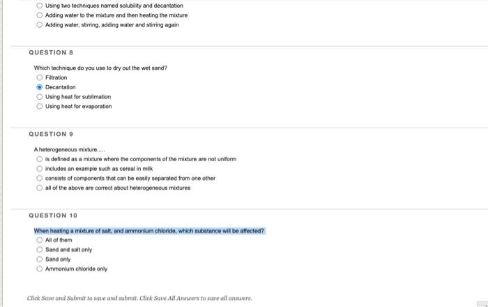 Question 1 Ammonium Chloride Has The Ability To Change Directly From The Solid To The Gas State Without Using The Heat 3