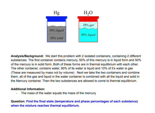 Hg Ho 10 Gas 50 Liquid 50 Solid 90 Liquid Analysis Background We Start This Problem With 2 Isolated Containers Con 1