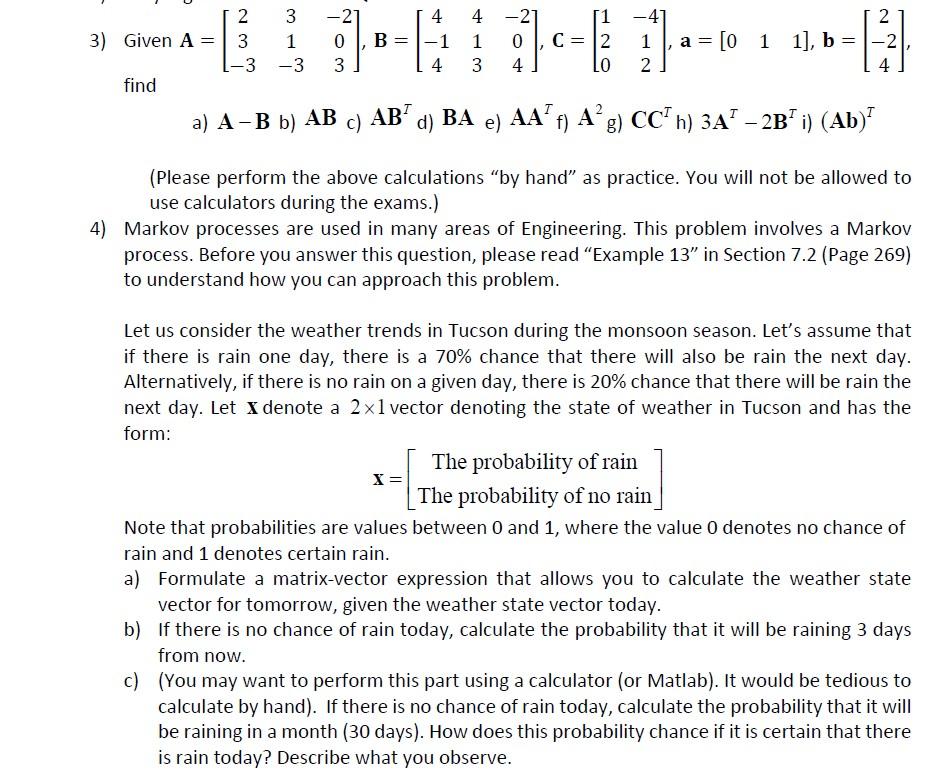 C 2 3 Given A 3 3 Find A 0 1 1 B A A B B Ab Ab D Ba E Aa F Ag Cc H 3a 2b I Ab Please Per 1