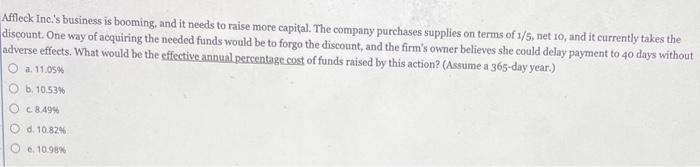 Affleck Inc S Business Is Booming And It Needs To Raise More Capital The Company Purchases Supplies On Terms Of 1 5 1