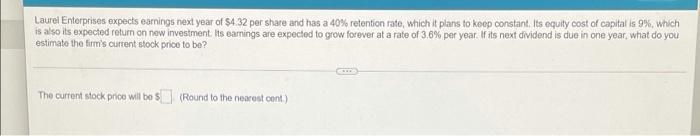 Laurel Enterprises Expects Earnings Next Year Of 4 32 Per Share And Has A 40 Retention Rate Which It Plans To Keep Co 1