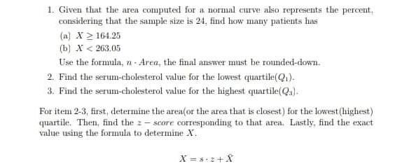 1 Given That The Area Computed For A Normal Etterve Also Represents The Percent Considering That The Sample Size Is 24 1