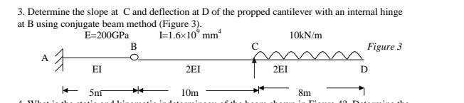 3 Determine The Slope At Cand Deflection At D Of The Propped Cantilever With An Internal Hinge At B Using Conjugate Bea 1