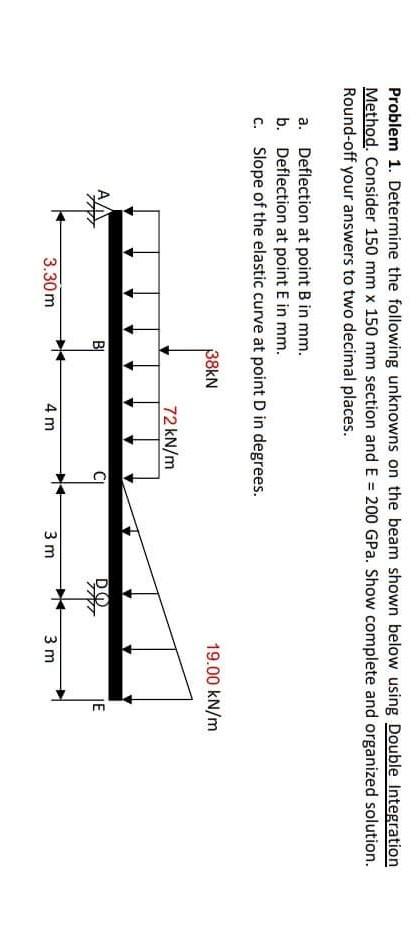 Problem 1 Determine The Following Unknowns On The Beam Shown Below Using Double Integration Method Consider 150 Mm X 1 1