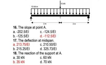 10 N 10 Jn 16 The Slope At Point A A 202 5 Ei C 124 5 E1 B 125 5 Ei D 112 5 E1 17 The Deflection At Midspan A 1