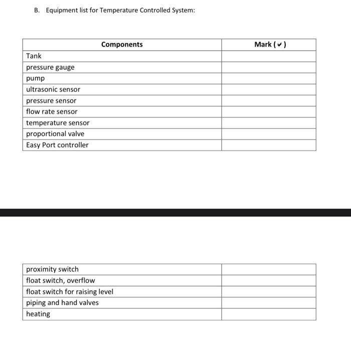 B Equipment List For Temperature Controlled System Components Mark Tank Pressure Gauge Pump Ultrasonic Sensor Press 3