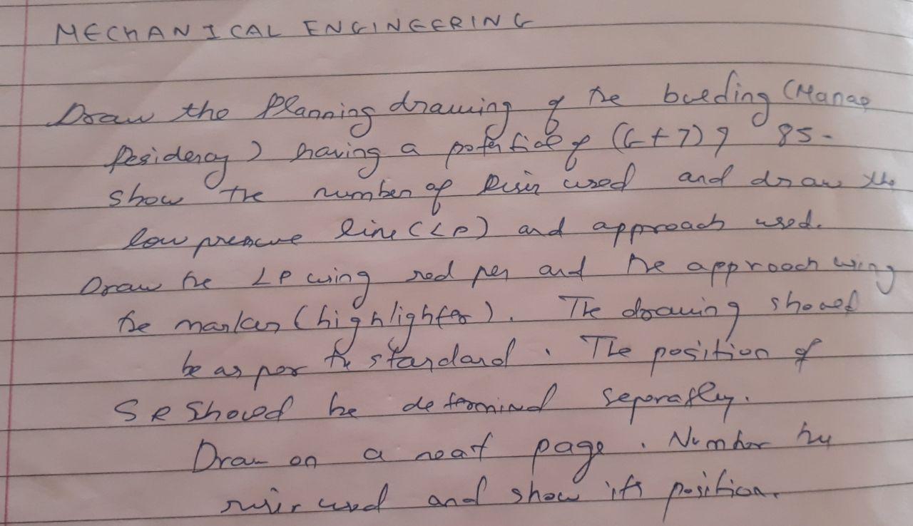 Mechaniical Engineering Se Manas 85 And Draw The The Draw The Le Wing Draw The Planning Drawing Bulding Residency H 1
