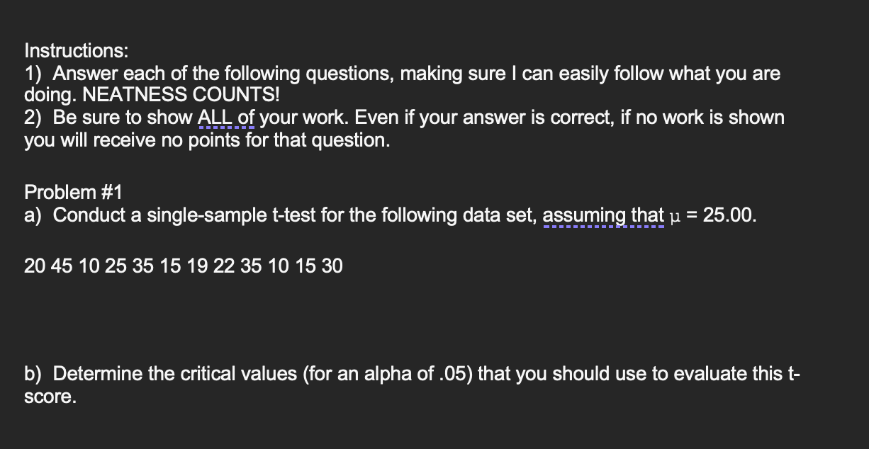 Instructions 1 Answer Each Of The Following Questions Making Sure I Can Easily Follow What You Are Doing Neatness Co 1