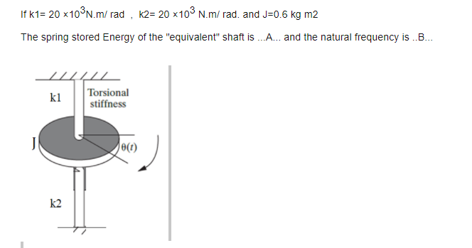 If K1 20 X103n M Rad K2 20 10 N M Rad And J 0 6 Kg M2 The Spring Stored Energy Of The Equivalent Shaft Is A An 1