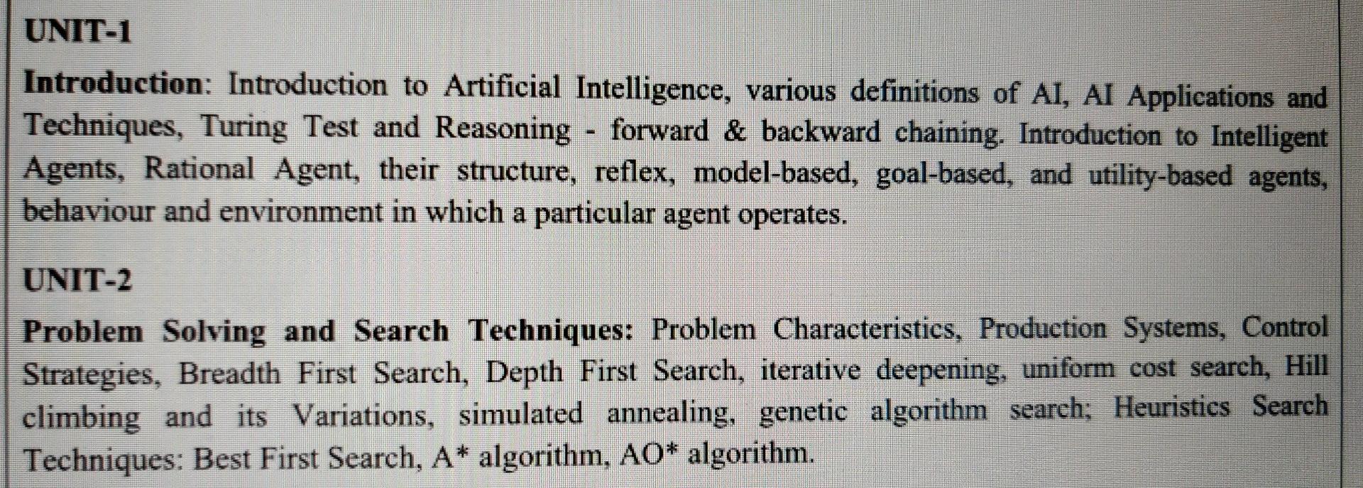 Unit 1 Introduction Introduction To Artificial Intelligence Various Definitions Of Ai Ai Applications And Techniques 1
