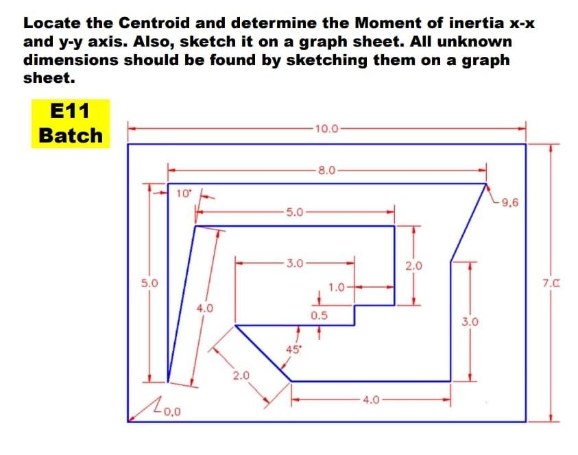 Locate The Centroid And Determine The Moment Of Inertia X X And Y Y Axis Also Sketch It On A Graph Sheet All Unknown 1