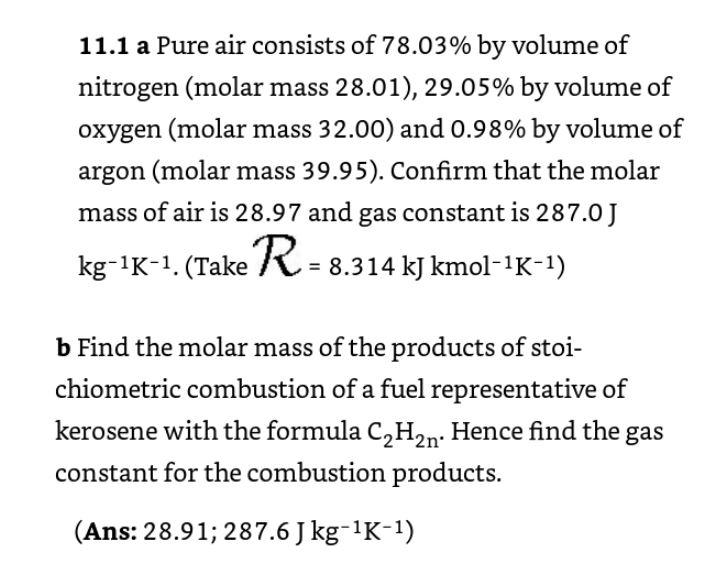 11 1 A Pure Air Consists Of 78 03 By Volume Of Nitrogen Molar Mass 28 01 29 05 By Volume Of Oxygen Molar Mass 32 0 1