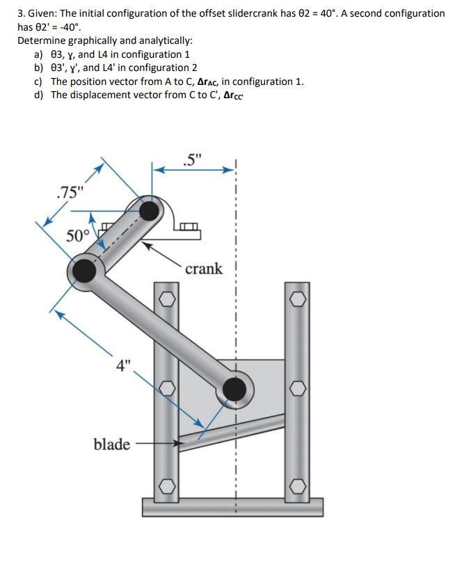 3 Given The Initial Configuration Of The Offset Slidercrank Has 62 40 A Second Configuration Has 82 40 Deter 1