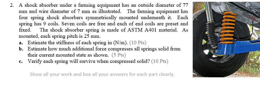 2 A Shock Absorber Under A Farming Equipment Has An Outside Diameter Of 77 Mm And Wire Diameter Of 7 Mm As Illustrated 1