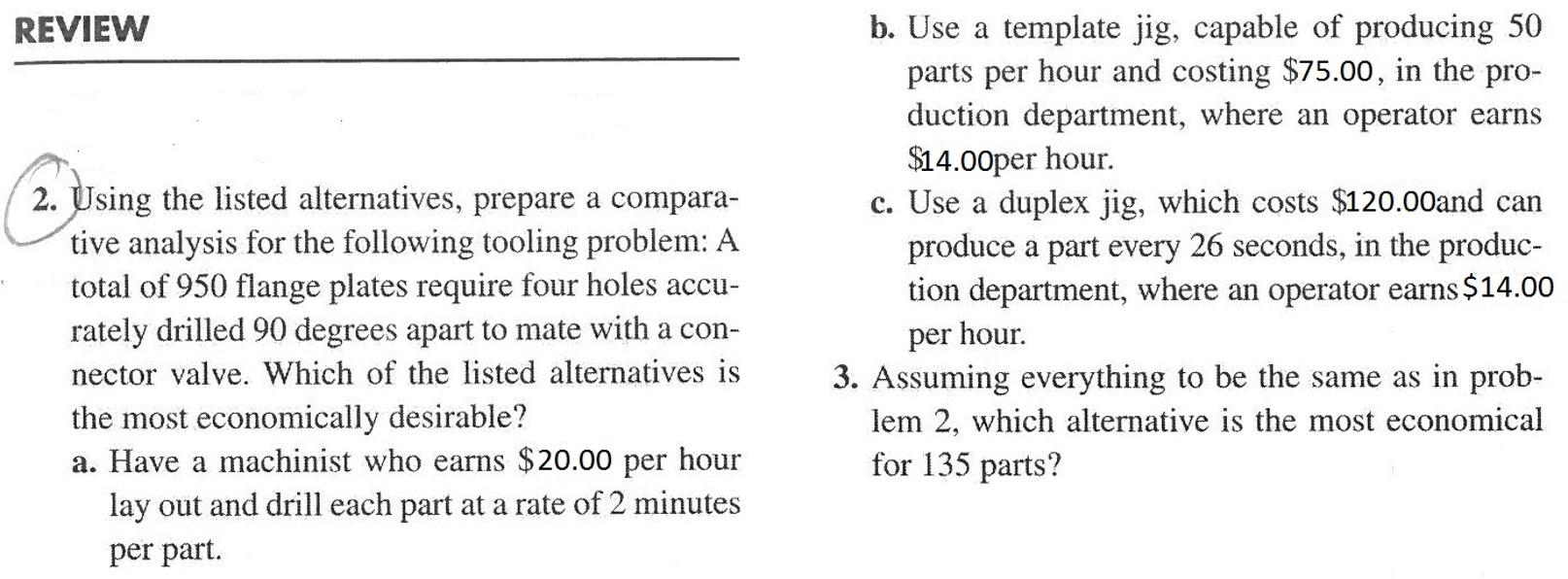Review B Use A Template Jig Capable Of Producing 50 Parts Per Hour And Costing 75 00 In The Pro Duction Department 1