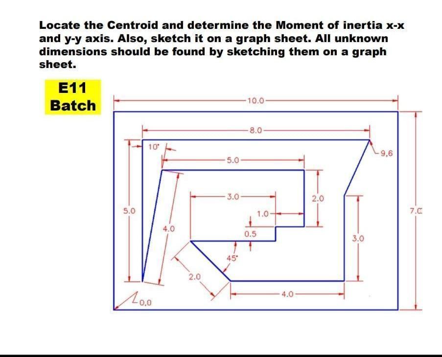 Locate The Centroid And Determine The Moment Of Inertia X X And Y Y Axis Also Sketch It On A Graph Sheet All Unknown 1