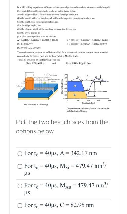 In A Filmlling Experiment Different Microwd Shape Characters Are Milind On Pod Aubcated Silicombrate As Shown In The Fig 1