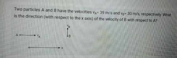 Two Particles A And B Have The Velocities Va 39 M S And Vp 30 M S Respectively What Is The Direction With Respect To 1