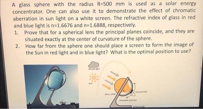 A Plano Convex Lens With The Radius Of Curvature R 100mm Is Used To Focus White Light On A Flat Screen In Air The Refr 3