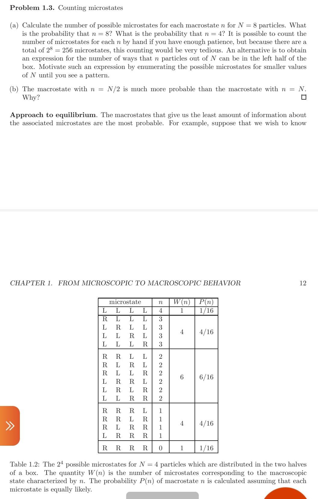 Problem 1 3 Counting Microstates A Calculate The Number Of Possible Microstates For Each Macrostate N For N 8 Parti 1