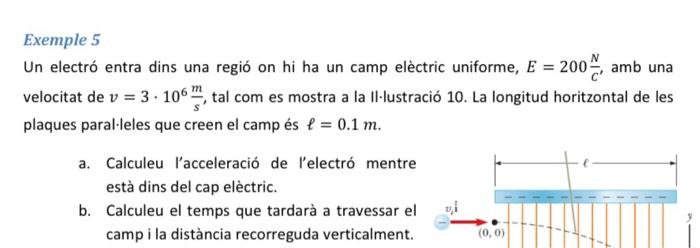 Exemple 5 Un Electro Entra Dins Una Regio On Hi Ha Un Camp Electric Uniforme E 2006 Amb Una Velocitat De V 3 106 1