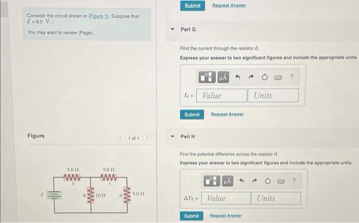 Part A Consider The Circuit Shown In Figure 1 Suppose That E 80 V You May Want To Review Page Find The Current Th 4