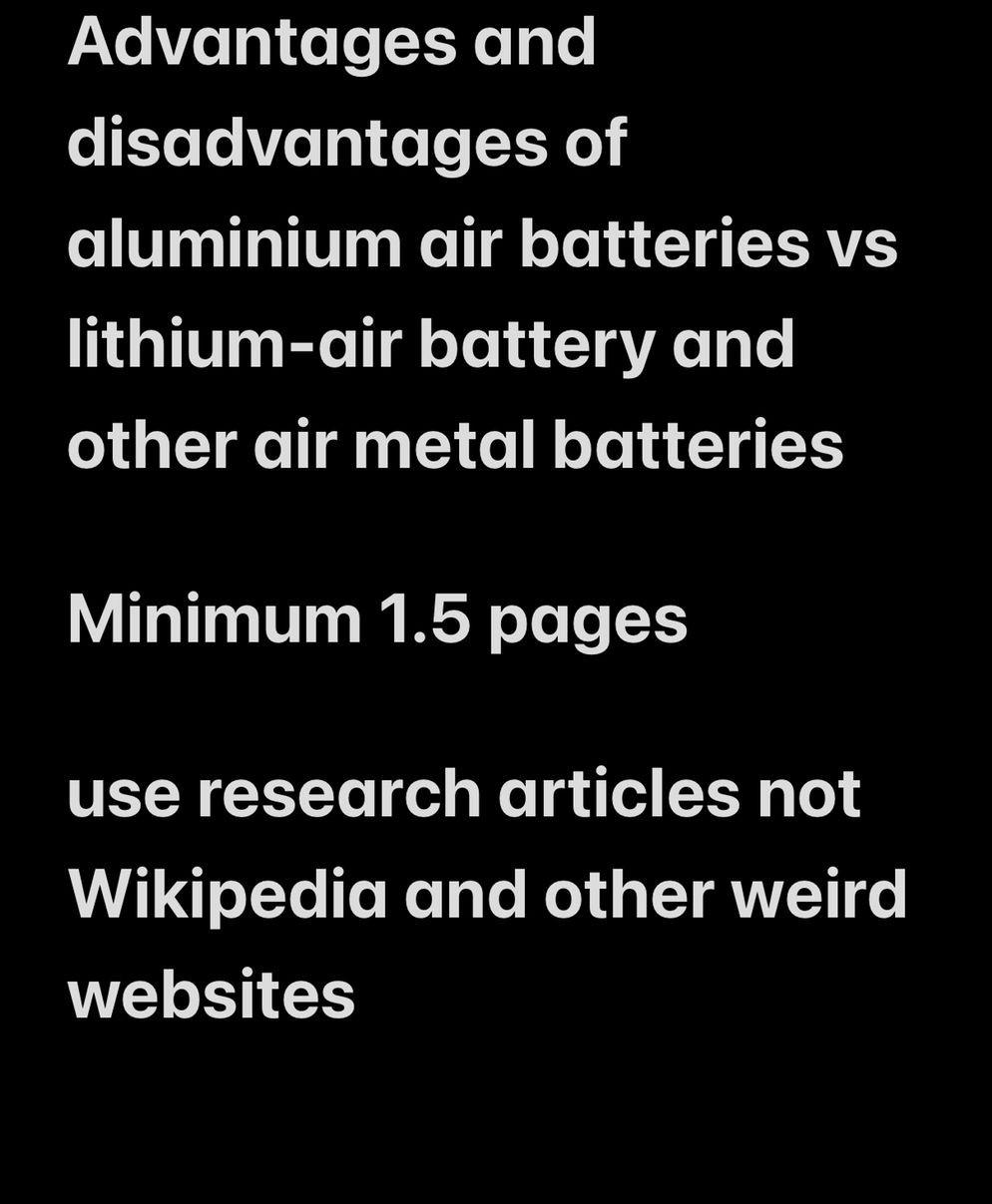 Advantages And Disadvantages Of Aluminium Air Batteries Vs Lithium Air Battery And Other Air Metal Batteries Minimum 1 5 1