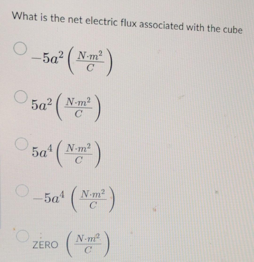 The Cube In The Diagram Has A Side Length Of A Meters A There Is An Electric Field In The System That Varies Based On 2