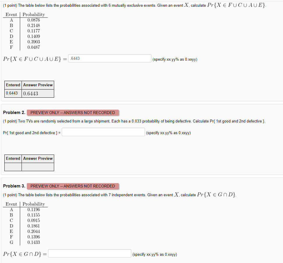 1 Point The Table Below Lists The Probabilities Associated With 6 Mutually Exclusive Events Given An Event X Calcula 1