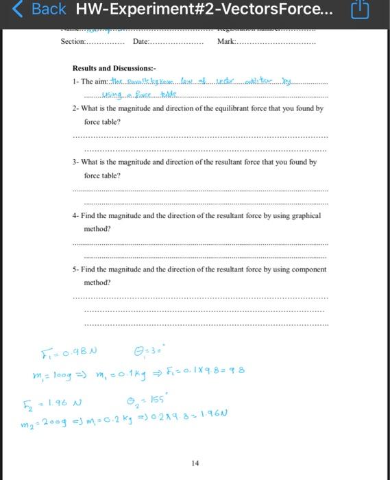 I Have The Answers For The Questions But My Teacher Wants To Graph The Vector And I Want It Perfectly Beacuse Of The Ang 6