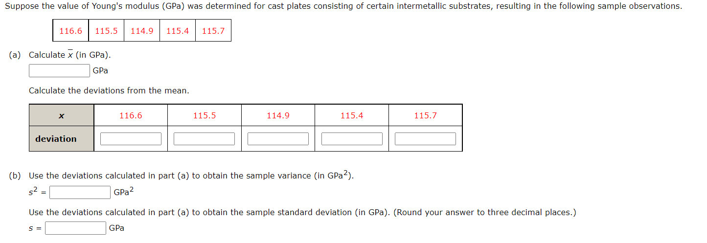 Suppose The Value Of Young S Modulus Gpa Was Determined For Cast Plates Consisting Of Certain Intermetallic Substrates 1