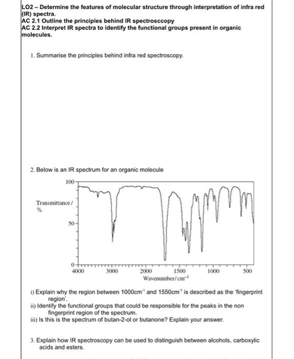 Lo2 Determine The Features Of Molecular Structure Through Interpretation Of Infra Red Ir Spectra Ac 2 1 Outline The P 1