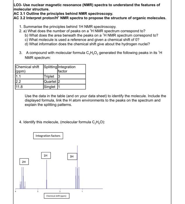 Lo2 Determine The Features Of Molecular Structure Through Interpretation Of Infra Red Ir Spectra Ac 2 1 Outline The P 2