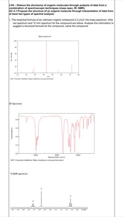 Lo2 Determine The Features Of Molecular Structure Through Interpretation Of Infra Red Ir Spectra Ac 2 1 Outline The P 3