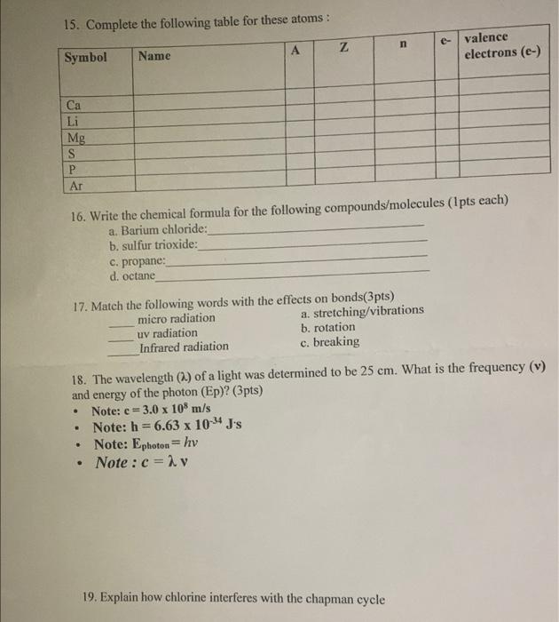 Fill In The Blank Using The Following Words Atom Atomic Number Electron Proton Neutron Metal Nonmetal Compound 2