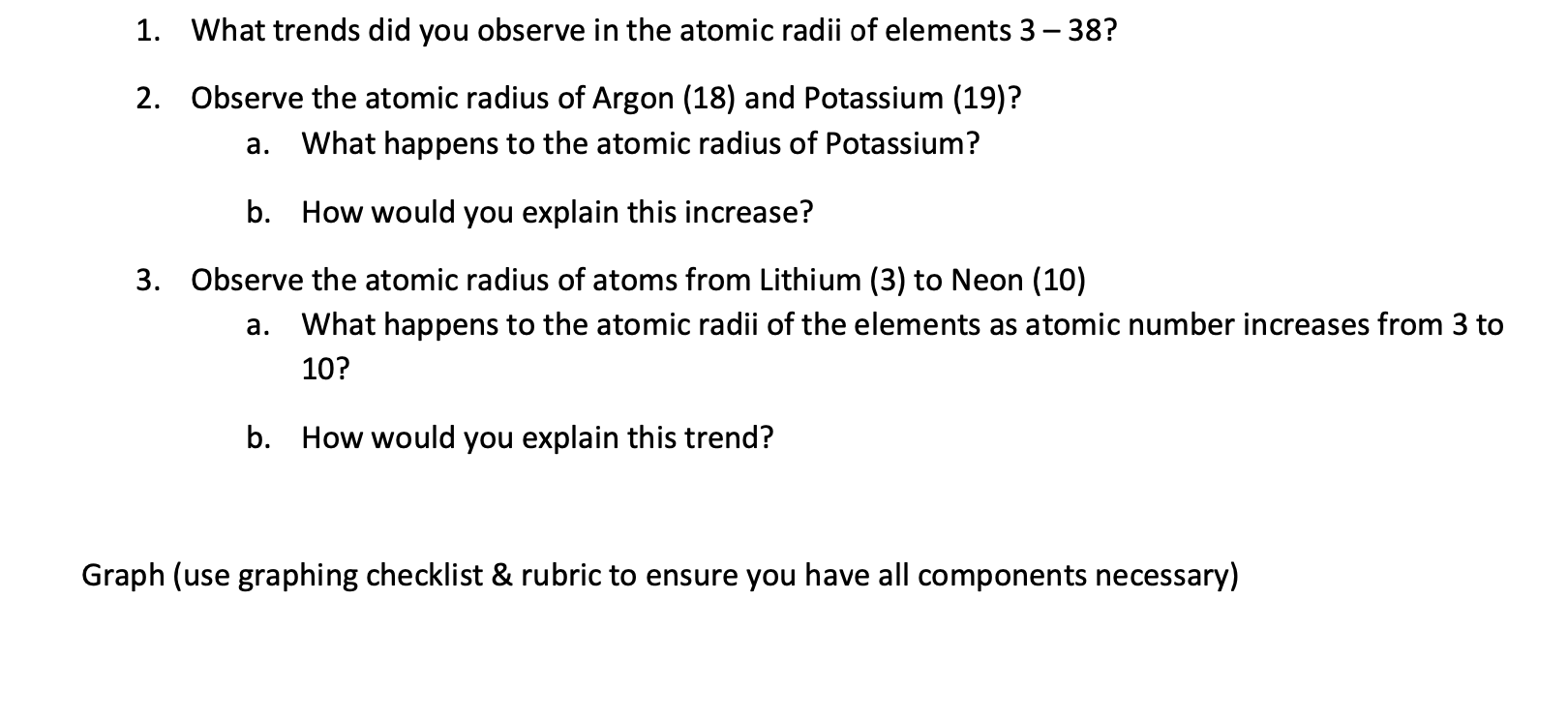 1 What Trends Did You Observe In The Atomic Radii Of Elements 3 38 2 Observe The Atomic Radius Of Argon 18 And Po 1
