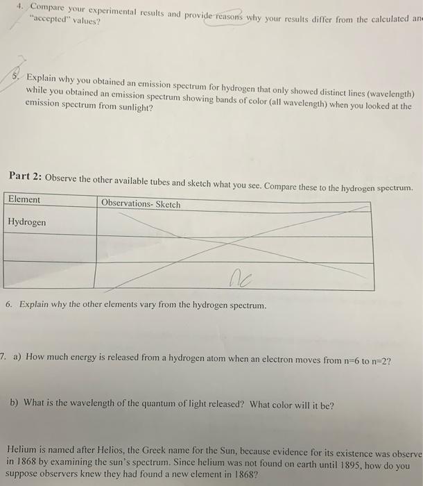 4 Compare Your Experimental Results And Provide Reasons Why Your Results Differ From The Calculated An Accepted Value 1