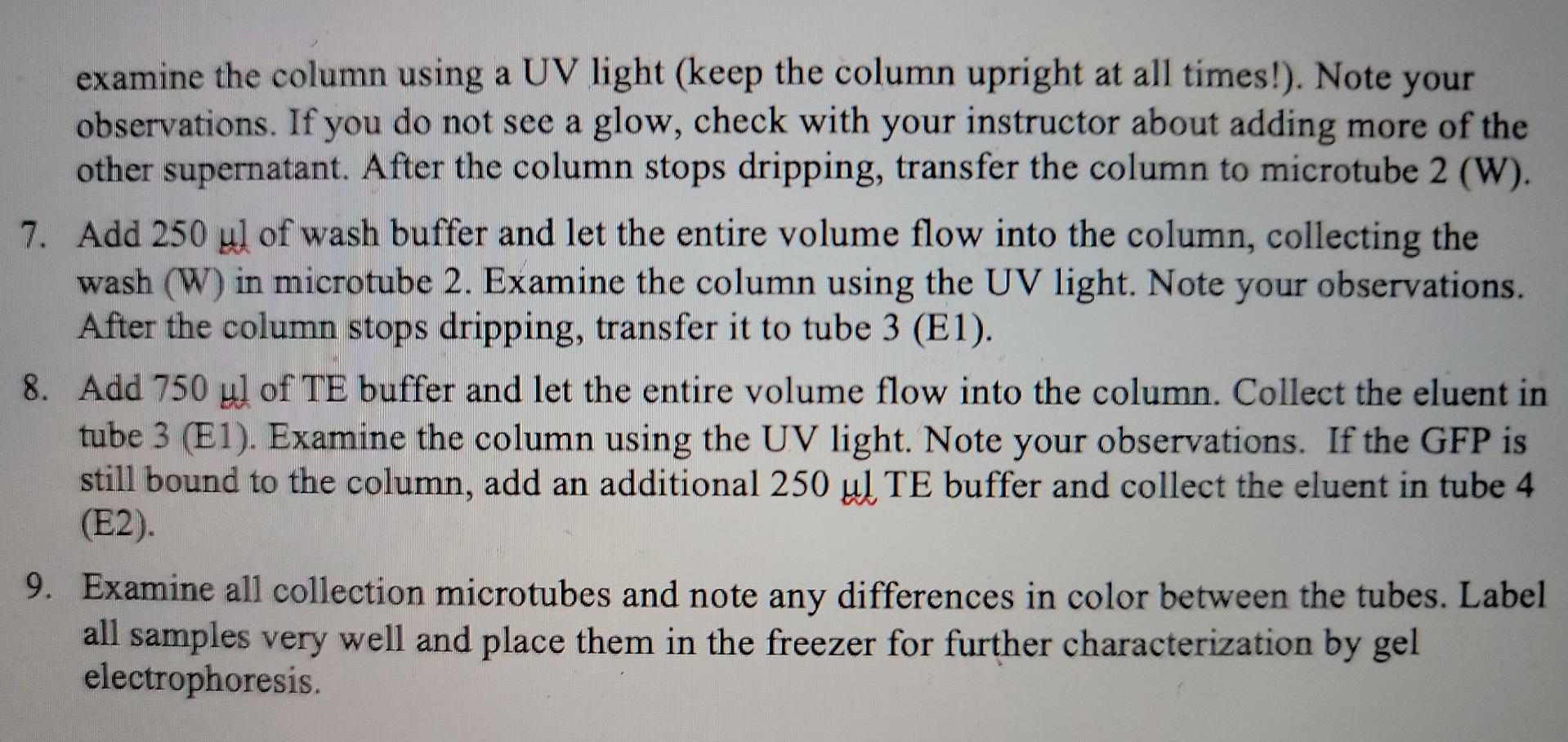 2 Refer Back To Your Isolation And Purification Of Gfp Lab Describe What Proteins Should Be Present In Each Of Your Gel 2