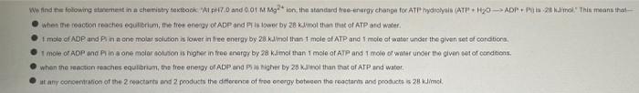 We Find The Following Street In A Chemistry Textbook Alph70 And 001 M 149 On The Standard Re Energy Change For Atp Hydro 1
