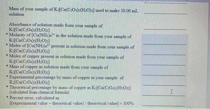 Molarity Of Stock Cu No3 2 Solution From Label On Bottle 0 1272g Hl Of Stock Cu No3 2 Added 0 Total Volume Ml Soluti 2